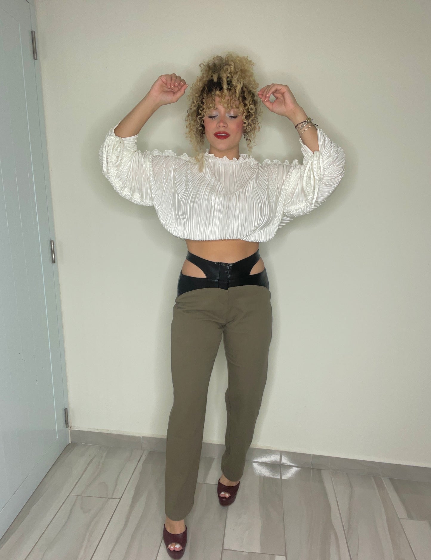 Olive Cut Out Pants