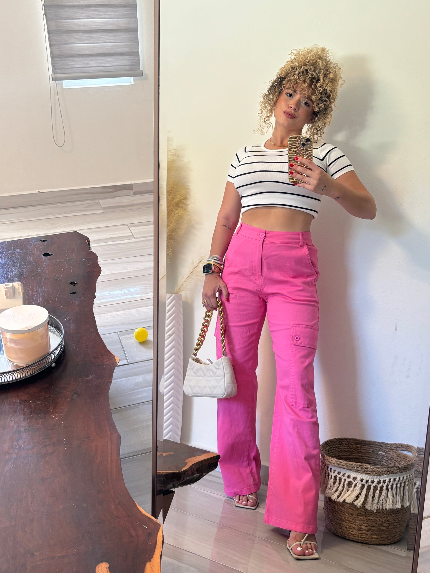 Fuschia cargo pant